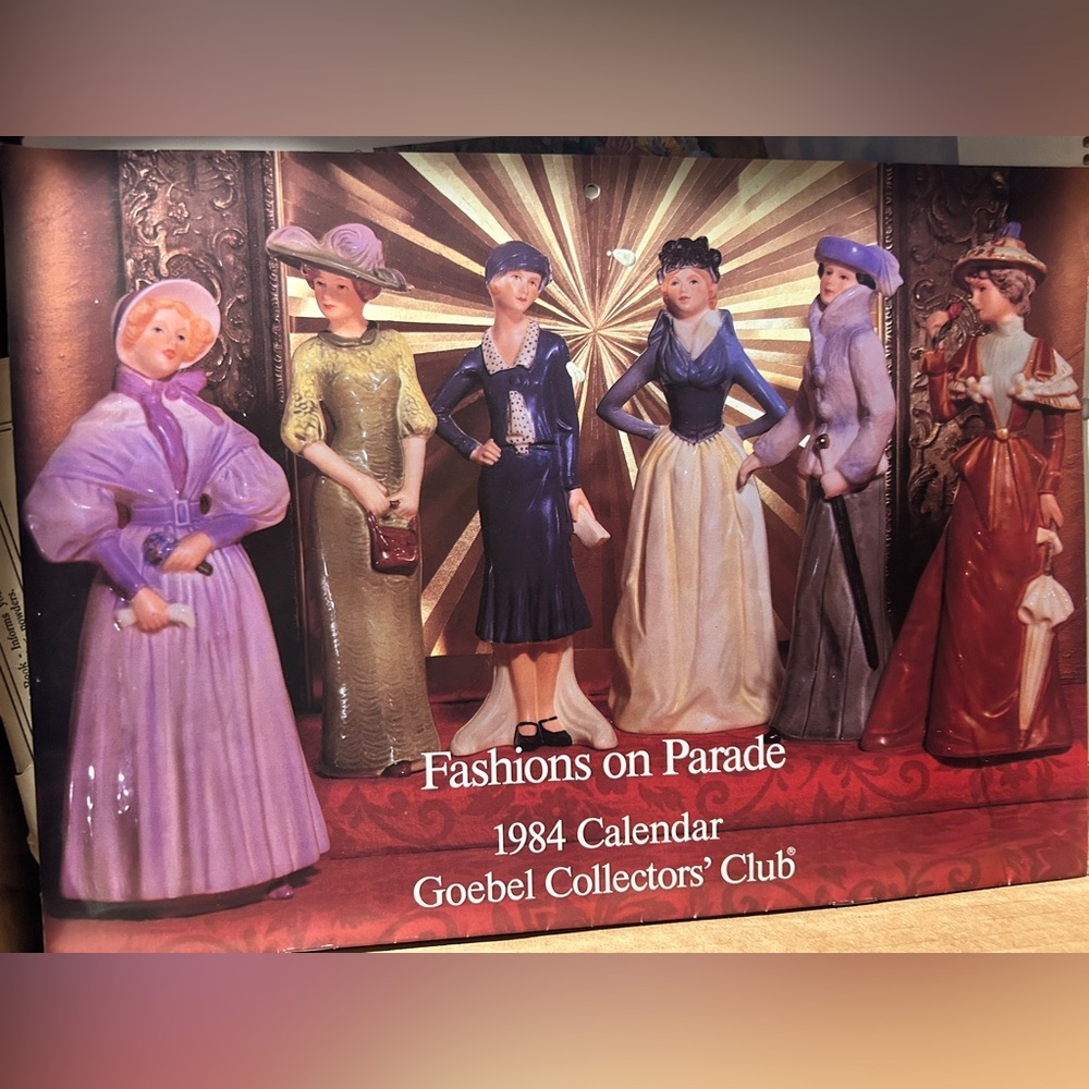 Goebel Fashions on Parade Book Ceramic Figurines - Purple, Yellow, Blue, Cream